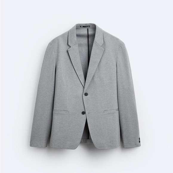 Zara Mens Grey Stretch Blazer Sz M - Picture 5 of 7
